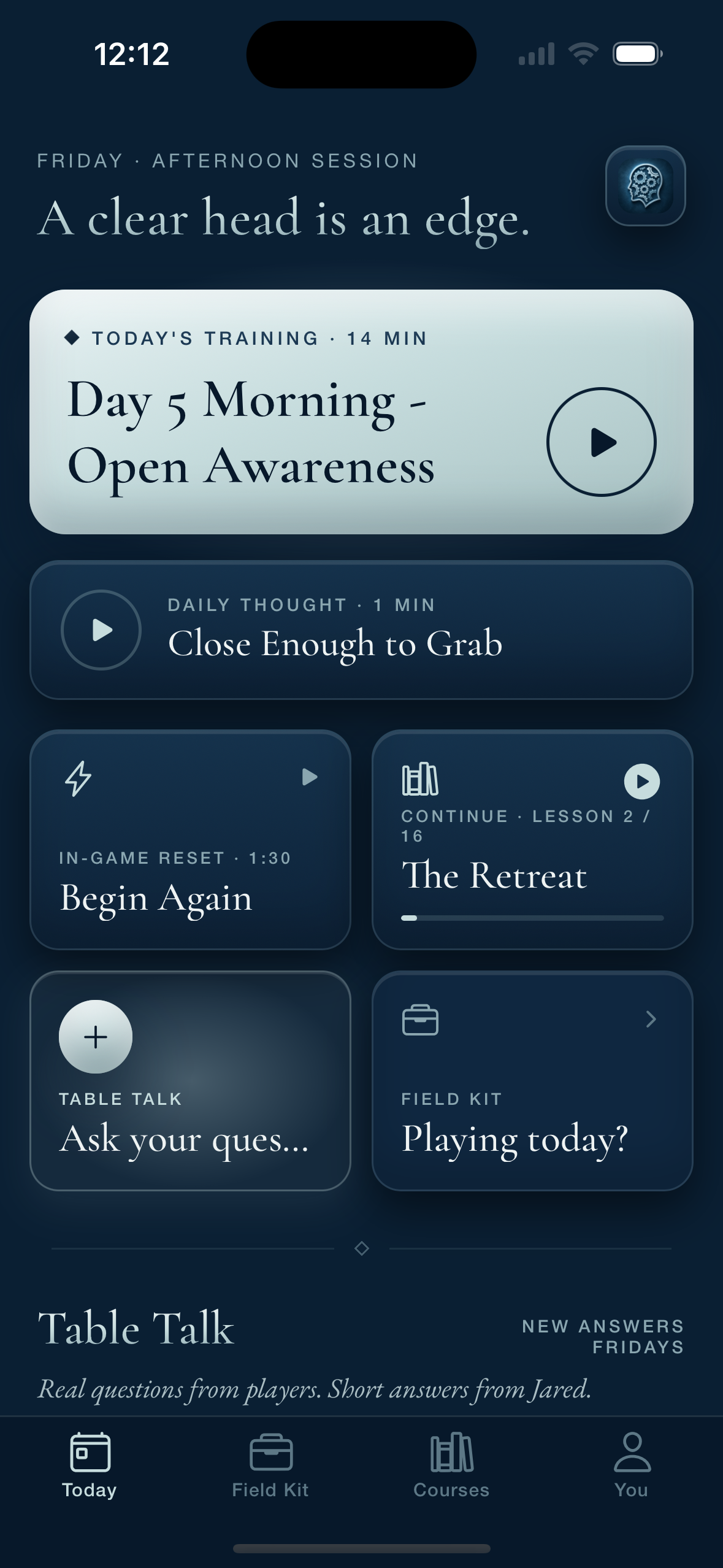 Seeking Balance — Today screen